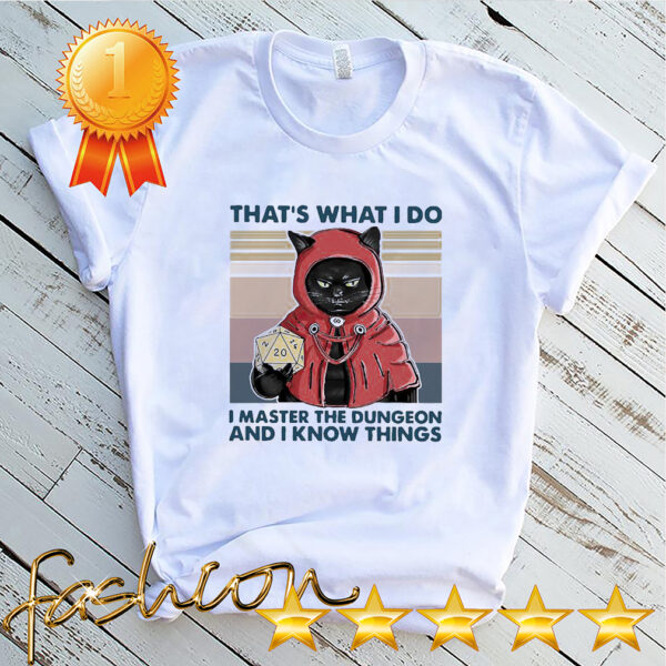 Black Cat Thats What I Do I Master The Dungeon And I Know Things Vintage Retro Shirt 4