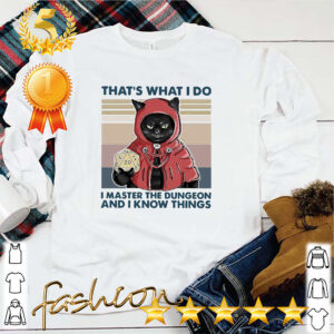 Black Cat Thats What I Do I Master The Dungeon And I Know Things Vintage Retro Shirt 5