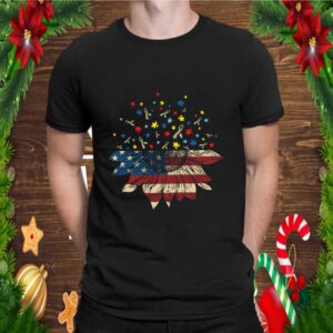 Cool Sunflower American Flag Autism Warrior Birthday Shirt Awareness Month Themed T Shirt