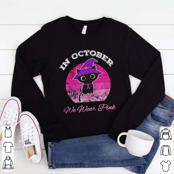 Halloween Cat In October We Wear Pink ribbon cat lovers hoodie, sweater, longsleeve, shirt v-neck, t-shirt 1