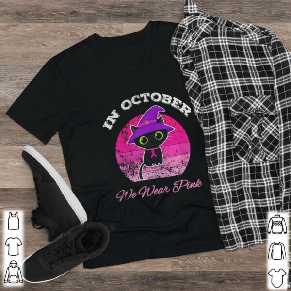 Halloween Cat In October We Wear Pink ribbon cat lovers hoodie, sweater, longsleeve, shirt v-neck, t-shirt 2