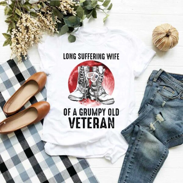 Long Suffering Wife Of A Grumpy Old Veteran Boots Blood Moon hoodie, sweater, longsleeve, shirt v-neck, t-shirt