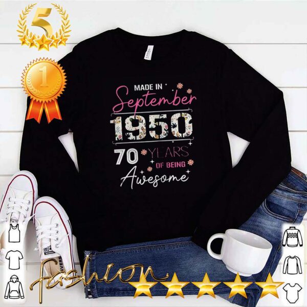 Made In September 1950 70 Years shirt