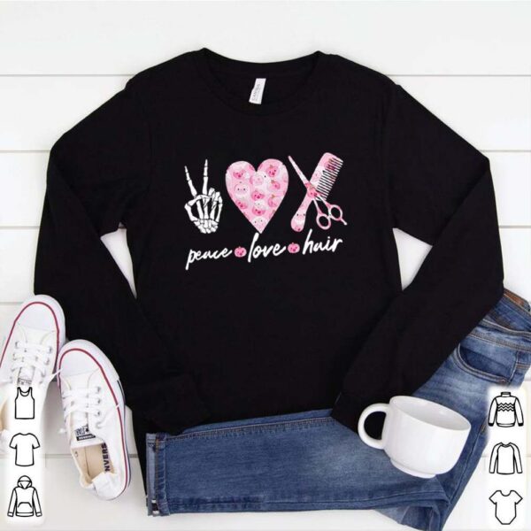 Peace love hair pumpkin pink breast cancer awareness shirt