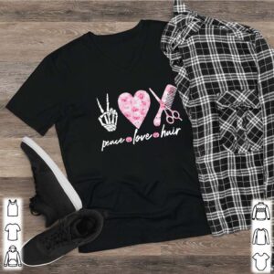 Peace love hair pumpkin pink breast cancer awareness shirt 2 Shirt, hoodie, sweater, long sleeve and tank top