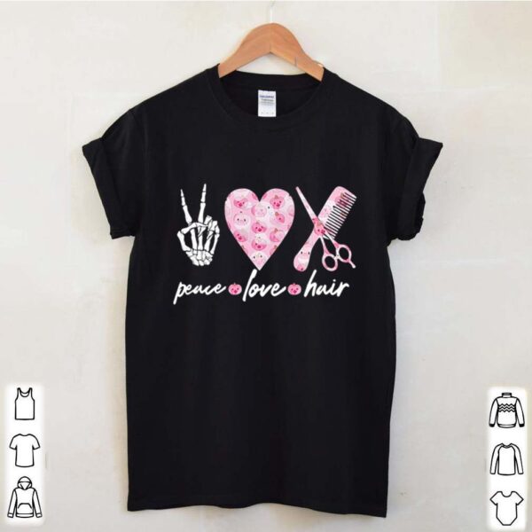 Peace love hair pumpkin pink breast cancer awareness shirt