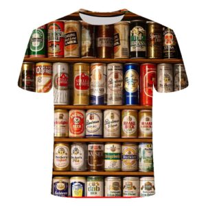 Summer T-shirt 3D beer men and women fun novelty T-shirt O-neck short sleeve top fashion street T-shirt