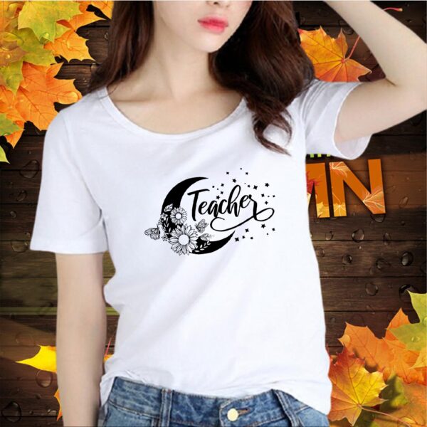 Teacher moon Butterflies amp Sunflowers teacher inspirational cute lettering T Shirt 2