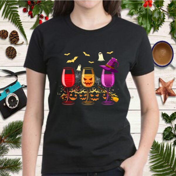 Three Glasses Of Wines Shirt Funny Halloween Wine Lover T-Shirt T-Shirt