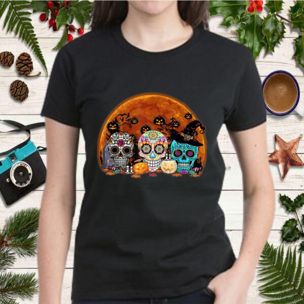 Three Sugars Skull Witch Halloween Gift T-Shirt