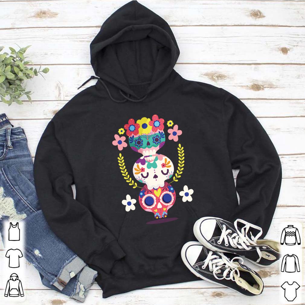 Triple Sugar Skull Colorful Day Of The Dead shirt 5