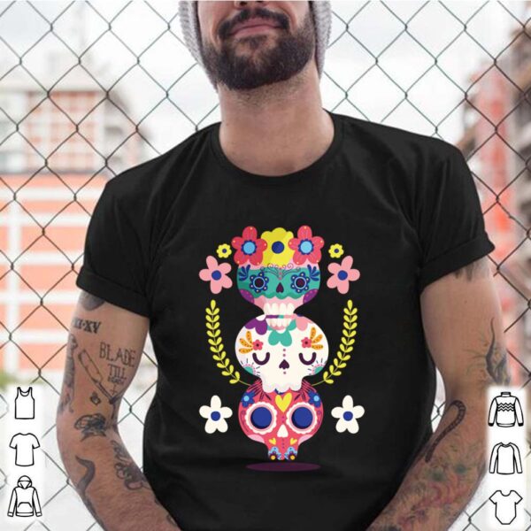 Triple Sugar Skull Colorful Day Of The Dead shirt