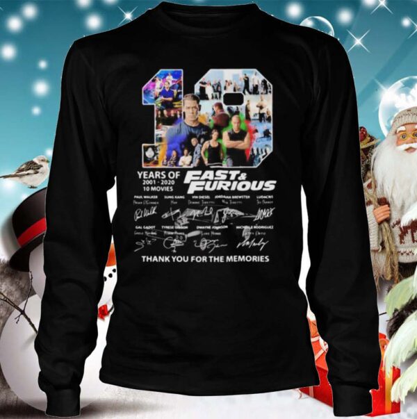 19 years of 2001 2020 Fast and Furious 10 movies signature hoodie, sweater, longsleeve, shirt v-neck, t-shirt 4