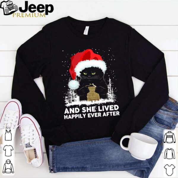 Black Cat And She Lived Happily Ever After Christmas hoodie, sweater, longsleeve, shirt v-neck, t-shirt 1