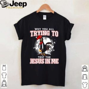 Chicken why you all trying to test the Jesus in me hoodie, sweater, longsleeve, shirt v-neck, t-shirt