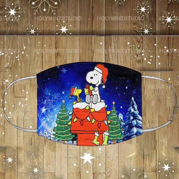 Christmas Snoopy And Woodstock Face Mask