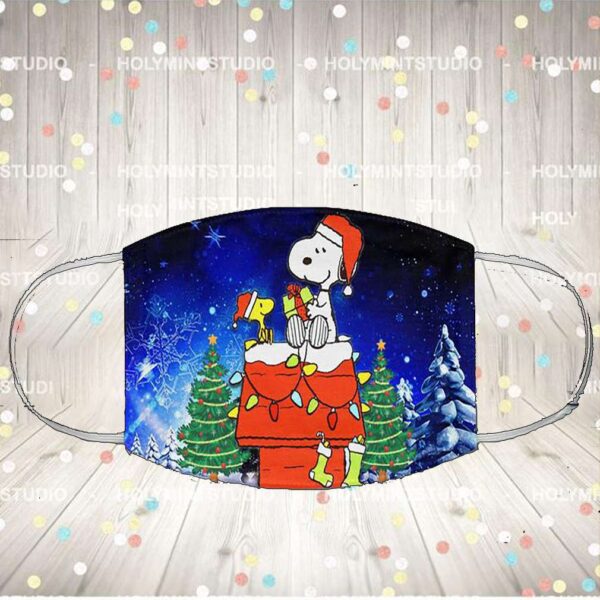 Christmas Snoopy And Woodstock Face Mask