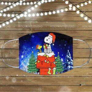 Christmas Snoopy And Woodstock Face Mask