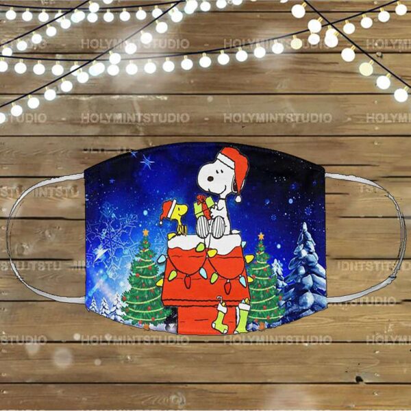 Christmas Snoopy And Woodstock Face Mask