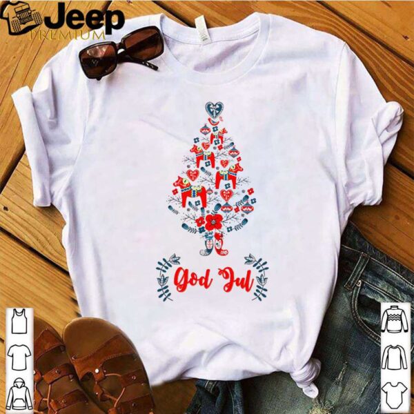 God Jul Dala Horse Tree Swedish hoodie, sweater, longsleeve, shirt v-neck, t-shirt