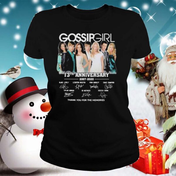 Gossip girl 13th anniversary 2007 2020 thank for the memories signatures hoodie, sweater, longsleeve, shirt v-neck, t-shirt 3