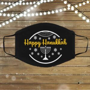 Happy Hanukkah Jewish Holidays 2020 Washable Reusable Custom – Printed Cloth Face Mask Cover