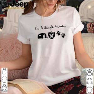 I’m a simple woman I like camping Las Vegas Raiders and paw dog shirt