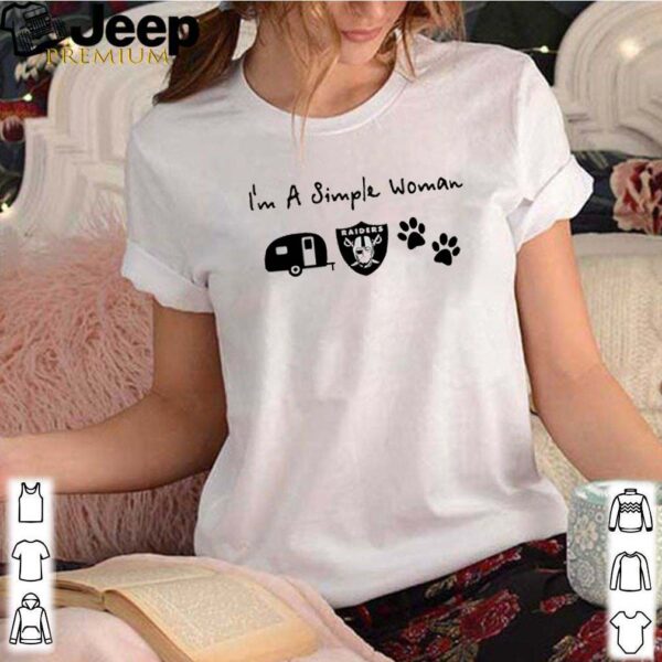 I’m a simple woman I like camping Las Vegas Raiders and paw dog hoodie, sweater, longsleeve, shirt v-neck, t-shirt