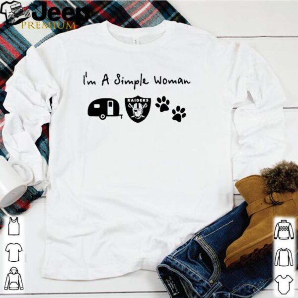 I’m a simple woman I like camping Las Vegas Raiders and paw dog hoodie, sweater, longsleeve, shirt v-neck, t-shirt