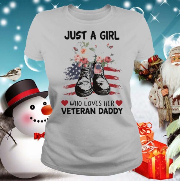 Just a girl who loves her veteran daddy flower american flag shirt