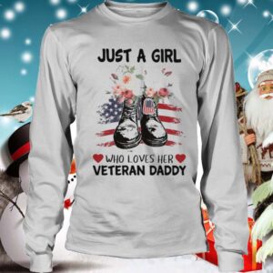 Just a girl who loves her veteran daddy flower american flag shirt 4 Shirt, hoodie, sweater, long sleeve and tank top