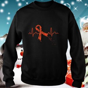 Kidney Cancer Awareness Cute Orange Ribbon Heartbeat shirt 1
