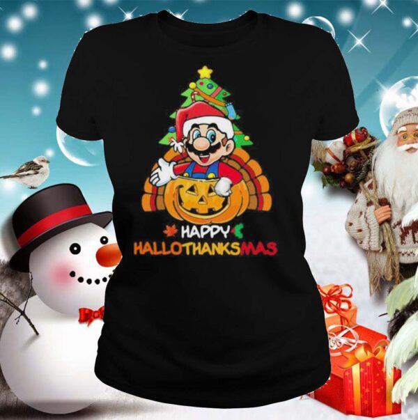 Mario happy hallothanksmas halloween thanksgiving christmas hoodie, sweater, longsleeve, shirt v-neck, t-shirt 2