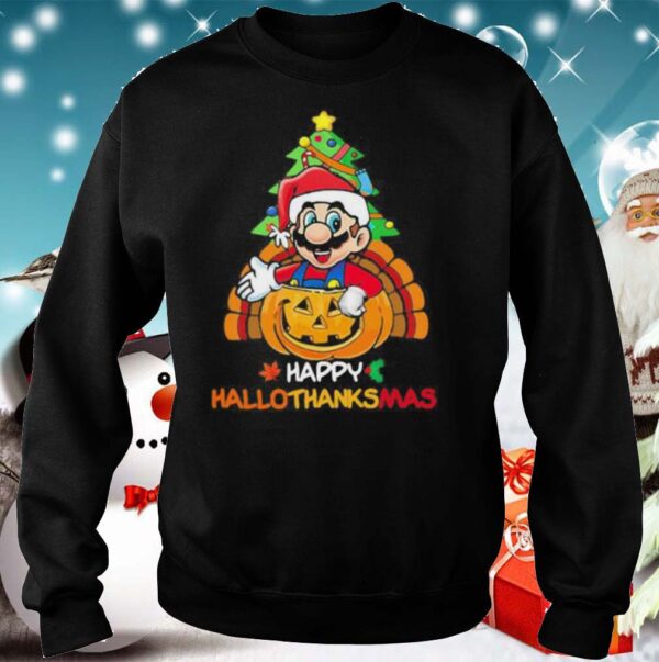 Mario happy hallothanksmas halloween thanksgiving christmas hoodie, sweater, longsleeve, shirt v-neck, t-shirt 5