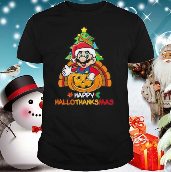 Mario happy hallothanksmas halloween thanksgiving christmas hoodie, sweater, longsleeve, shirt v-neck, t-shirt