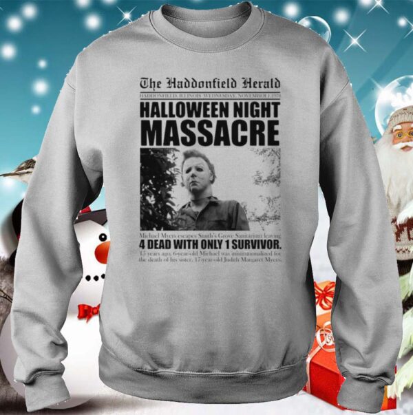 Michael Myers the haddonfield herald Halloween night massacre hoodie, sweater, longsleeve, shirt v-neck, t-shirt 4