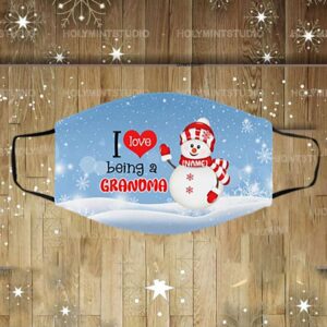 Personalized I Love I Being a Grandma Grandmother Gift Washable Reusable Custom Printed Cloth Face Mask Cover