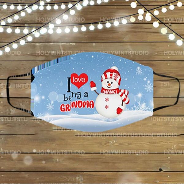 Personalized I Love I Being a Grandma Grandmother Gift Washable Reusable Custom Printed Cloth Face Mask Cover