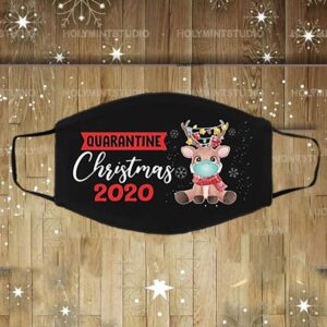 Quarantined Christmas 2020 Reindeer Washable Reusable Custom Printed Cloth Face Mask Cover