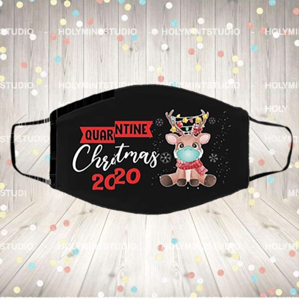 Quarantined Christmas 2020 Reindeer Washable Reusable Custom Printed Cloth Face Mask Cover