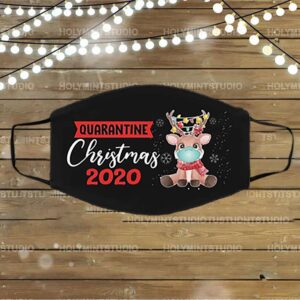 Quarantined Christmas 2020 Reindeer Washable Reusable Custom Printed Cloth Face Mask Cover