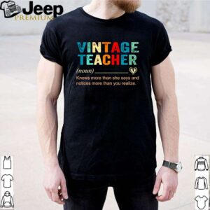 Vintage teacher knows more than she says and notices shirt
