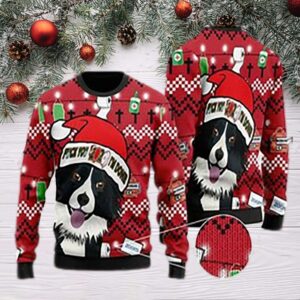 border collie and fuck 2020 im done christmas ugly sweater