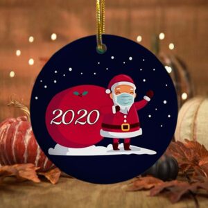 2020 Christmas Cute Santa Wear Mask With Gift Christmas Ornament Keepsake Decorative Ornament Funny Holiday Gift