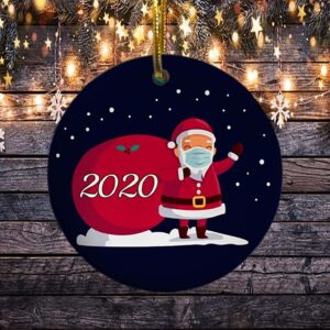 2020 Christmas Cute Santa Wear Mask With Gift Christmas Ornament Keepsake Decorative Ornament Funny Holiday Gift