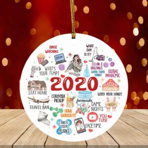 2020 Pandemic Quarantine Christmas Flat Holiday Circle Ornament Keepsake