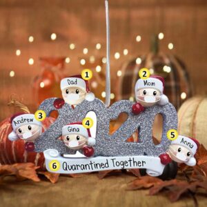 2020 Quarantine Family Silver Personalized Christmas Ornament