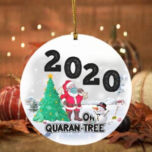 2020 Santa Oh Quaran-tree Decorative Christmas Ornament – Holiday Flat Circle Ornament