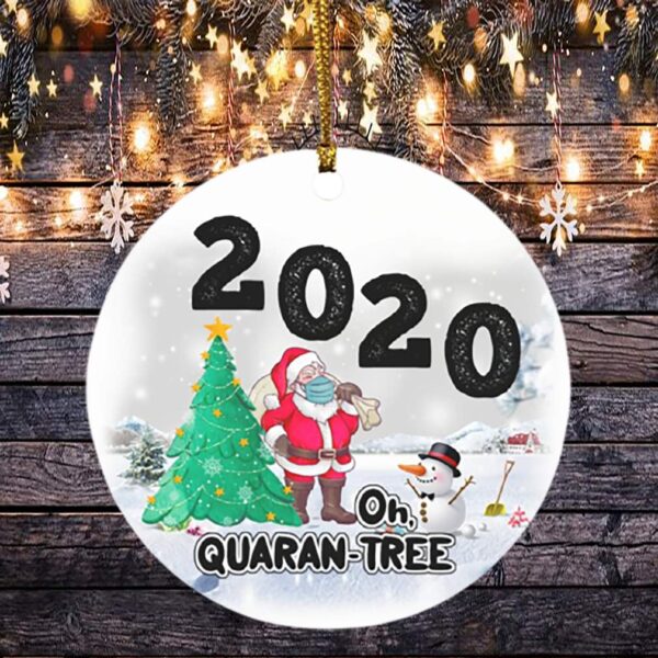 2020 Santa Oh Quaran-tree Decorative Christmas Ornament – Holiday Flat Circle Ornament