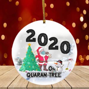 2020 Santa Oh Quaran-tree Decorative Christmas Ornament – Holiday Flat Circle Ornament